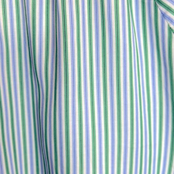 Ann Taylor Green/Blue/White Stripe Blouse. Size Large - Picture 3 of 7